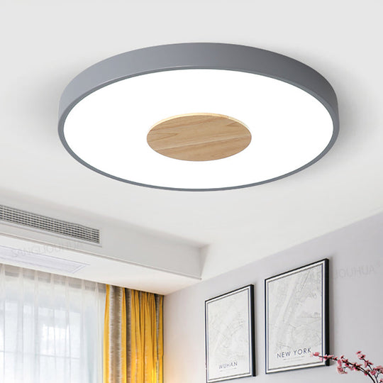 Nordic Metal Led Ceiling Light - Circular Flush Mount With Acrylic Diffuser 12’/16’/19.5’