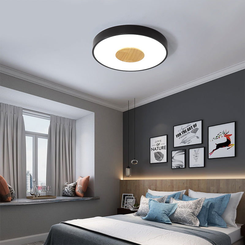Nordic Metal Led Ceiling Light - Circular Flush Mount With Acrylic Diffuser 12’/16’/19.5’