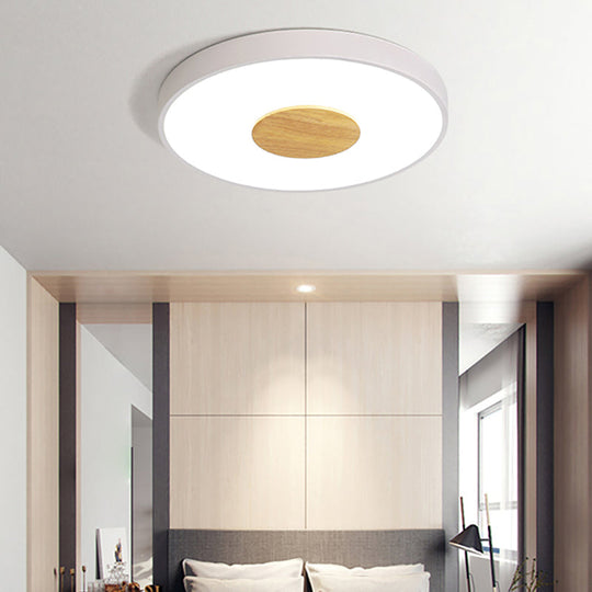 Nordic Metal Led Ceiling Light - Circular Flush Mount With Acrylic Diffuser 12’/16’/19.5’