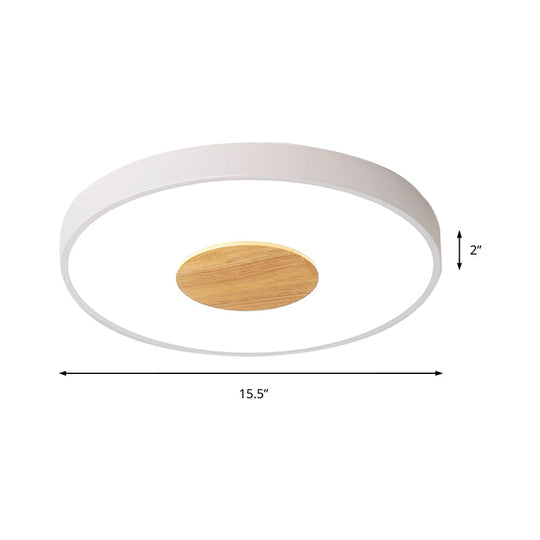Nordic Metal Led Ceiling Light - Circular Flush Mount With Acrylic Diffuser 12’/16’/19.5’
