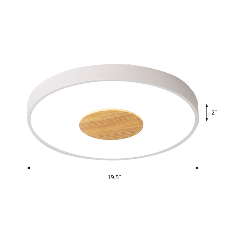 Nordic Metal Led Ceiling Light - Circular Flush Mount With Acrylic Diffuser 12’/16’/19.5’