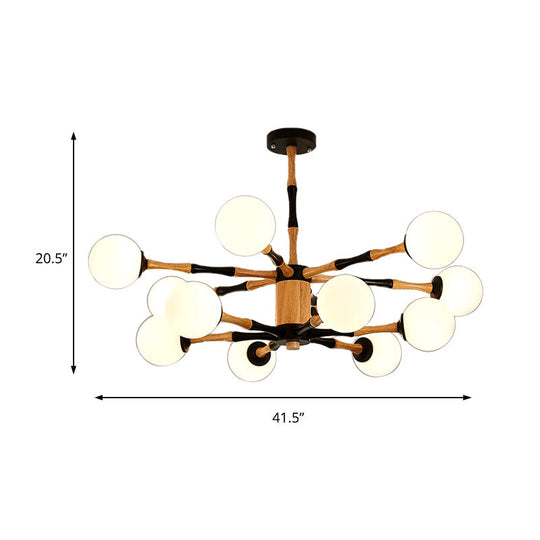 Contemporary Wooden Sputnik Chandelier - 6/8/12 Lights Hanging Pendant Lamp For Bedroom