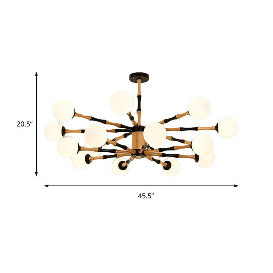 Contemporary Wooden Sputnik Chandelier - 6/8/12 Lights Hanging Pendant Lamp For Bedroom