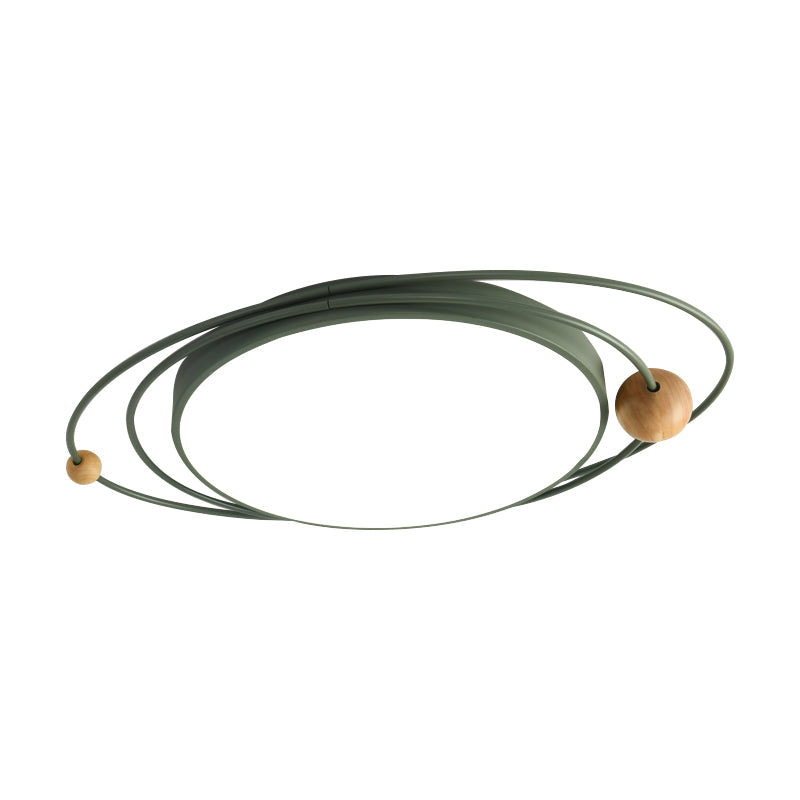 21’/26’/31’ Dia Round Flush Mount Light – Nordic Metal Gray/White/Green Led Ceiling For