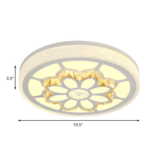 Modern Led Flower Ceiling Light With Color Options And Crystal Accents - Brown/White