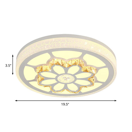 Modern Led Flower Ceiling Light With Color Options And Crystal Accents - Brown/White