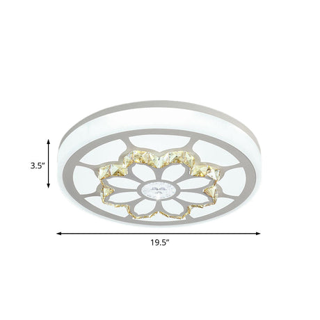 Modern Led Flower Ceiling Light With Color Options And Crystal Accents - Brown/White