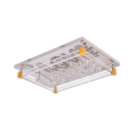 Love Pattern Crystal Rectangle Led Ceiling Mount Light - Contemporary Clear Lamp