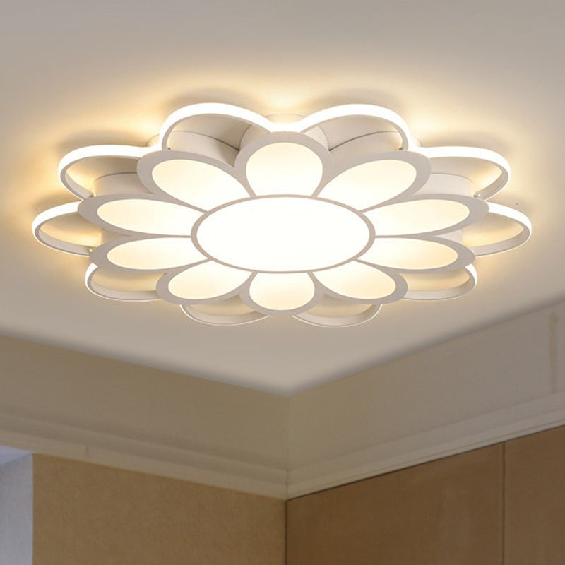Contemporary Led Ceiling Light: 20.5’/27’/31.5’ Dia White Metal Flush Mount Fixture For