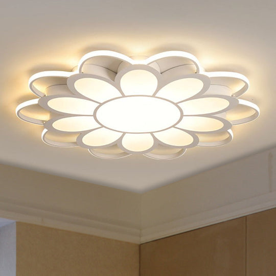 Contemporary Led Ceiling Light: 20.5/27/31.5 Dia White Metal Flush Mount Fixture For Living Room