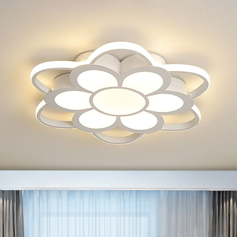 Contemporary Led Ceiling Light: 20.5’/27’/31.5’ Dia White Metal Flush Mount Fixture For