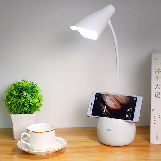 Flexible Gooseneck Led Desk Light With Pen Holder In Blue/Pink/White/Yellow Usb Charging Eye-Caring