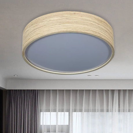 Modern Led Flushmount Lighting - Round Bamboo Shade Warm/White Light 10’/14’ W