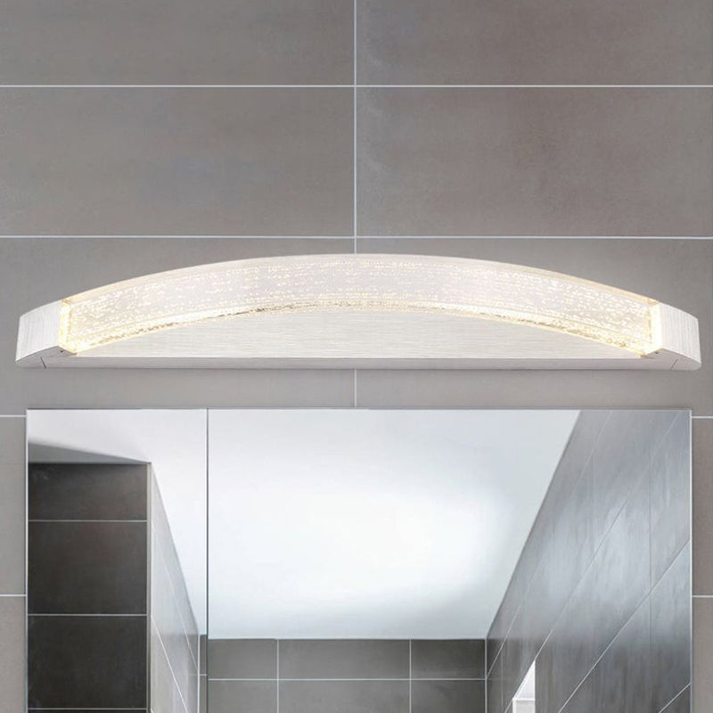 Silver Bow-Shaped Led Wall Mount Vanity Light With Bubble Crystal Accent Natural 12.5/16.5/20 Wide