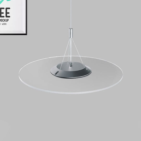 Sleek Led Acrylic Pendant Ceiling Light For Dining Room - Clear Disc Design