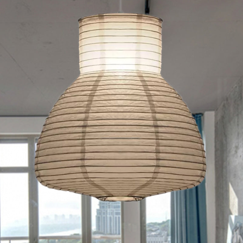 Retro Fabric Lantern Ceiling Pendant Light - 1 White Hanging Lamp Kit 8.5’/10.5’/11.5’ Wide