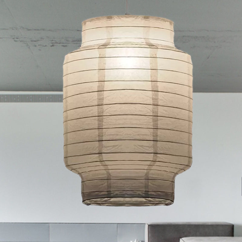 Retro Fabric Lantern Ceiling Pendant Light - 1 White Hanging Lamp Kit 8.5’/10.5’/11.5’ Wide