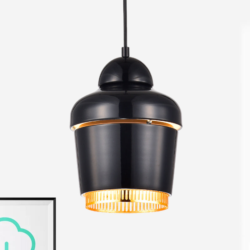 Modern Black And White Jar Pendant Light With Chrome Accents