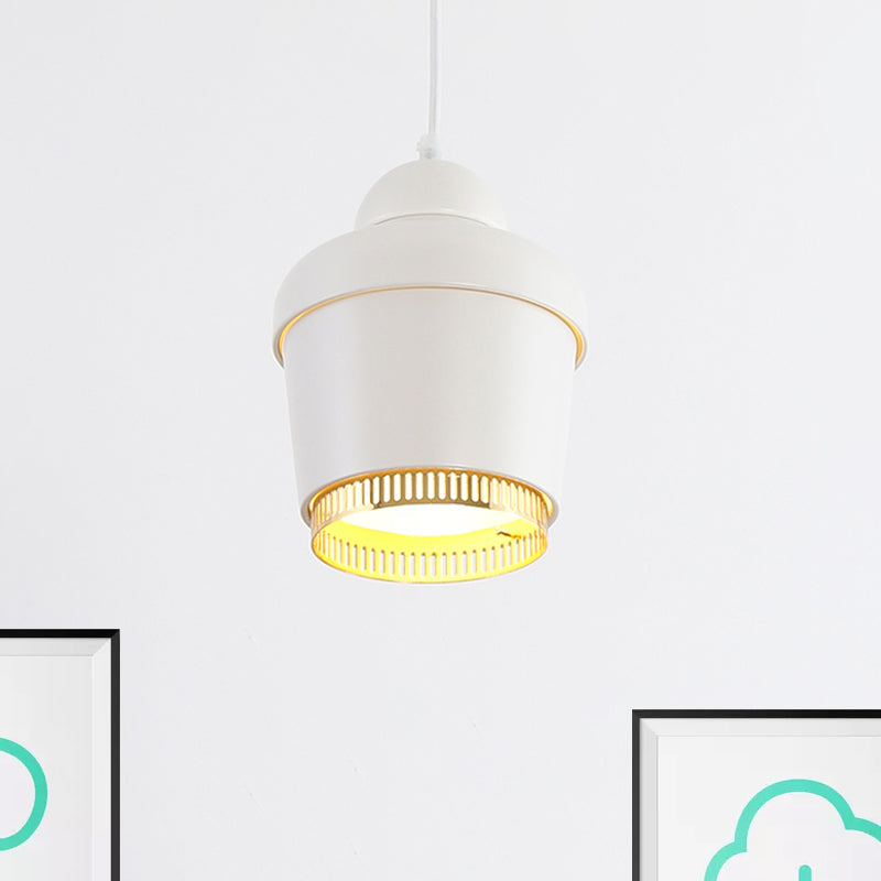 Modern Black And White Jar Pendant Light With Chrome Accents