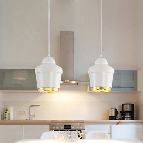 Modern Black And White Jar Pendant Light With Chrome Accents