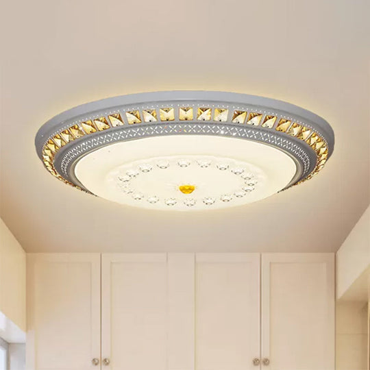 Contemporary Led Crystal Accent Ceiling Light Fixture - White 19.5’/23.5’/31.5’ Width