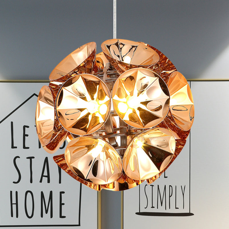 Modern Ball Pendant Light In Chrome/Gold With Led White/Warm 7’/11’ Dia