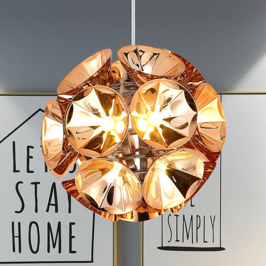 Modern Ball Pendant Light In Chrome/Gold With Led White/Warm 7’/11’ Dia