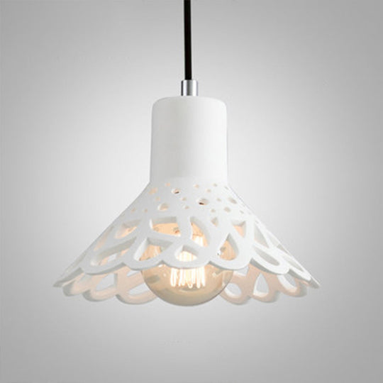 Nordic Style Concrete Pendant Lighting: Etched 1-Light Grey/White/Yellow Hanging Light With