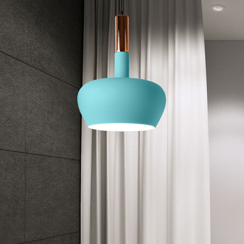 Modern Hanging Wine Glass Pendant Light - 1 Blue/Pink/Yellow Suspension