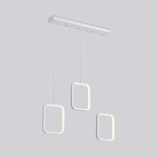Contemporary Black/White Square Drop Pendant Led Acrylic Ceiling Light Fixture - Warm/White Lighting