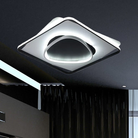 Modern Led Acrylic Flush Mount Black Ceiling Light In Warm/White - 18’/23.5’ Wide