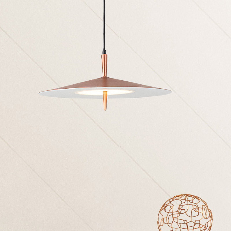 Sleek 1-Light Led Pendant In Rose Gold And White Acrylic