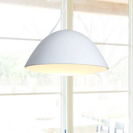 Contemporary Black/White Dome Pendant Light - Stylish Metal Suspension For Dining Room