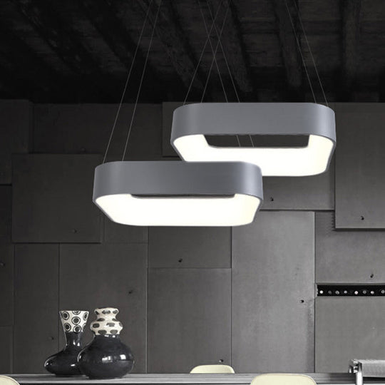 Sleek Metal Pendant Ceiling Light - Simple Design Gray Or White 1 Head Warm/White 18 23.5 Wide