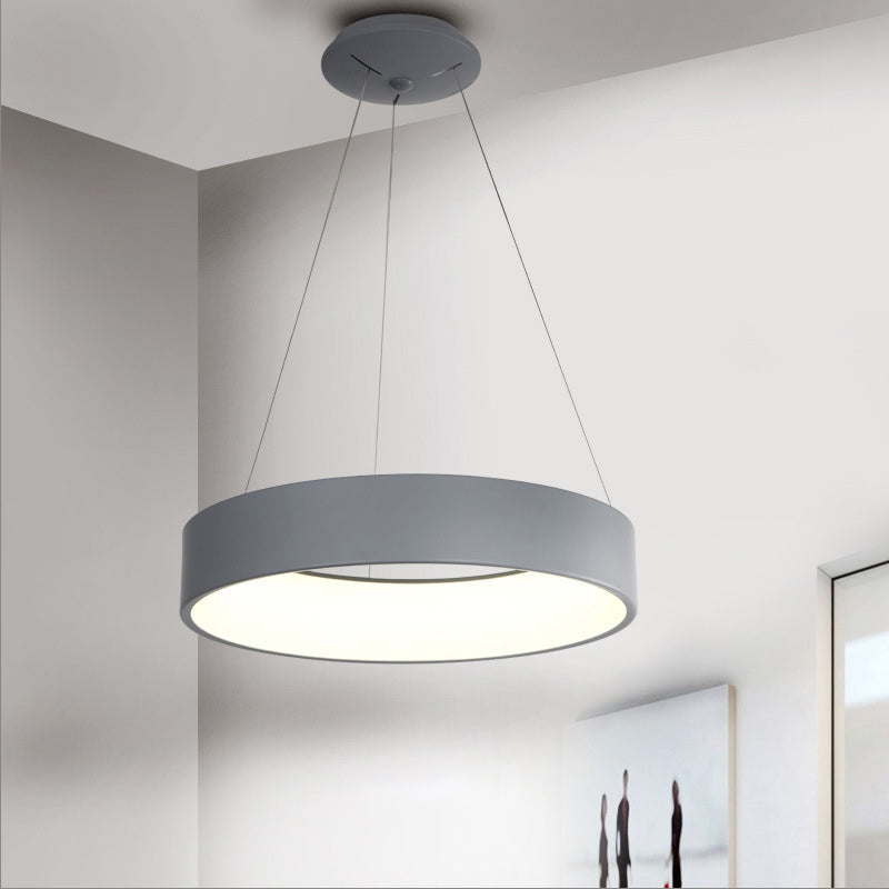 Metal Pendant Ceiling Light - Simple 1 Head In Gray/White With Warm/White/Third Gear 18’/23.5’ Wide