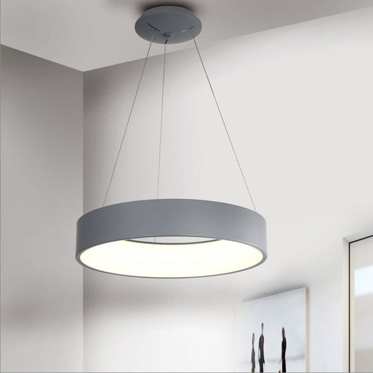 Metal Pendant Ceiling Light - Simple 1 Head In Gray/White With Warm/White/Third Gear 18’/23.5’ Wide