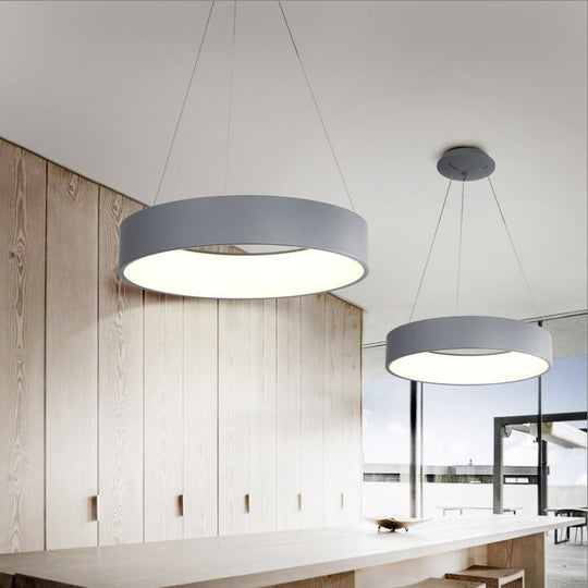 Metal Pendant Ceiling Light - Simple 1 Head In Gray/White With Warm/White/Third Gear 18’/23.5’ Wide
