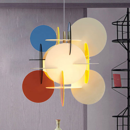 Modern Nordic Pendant Light With Colorful Acrylic Shade And Disc Ceiling Fixture Blue-White