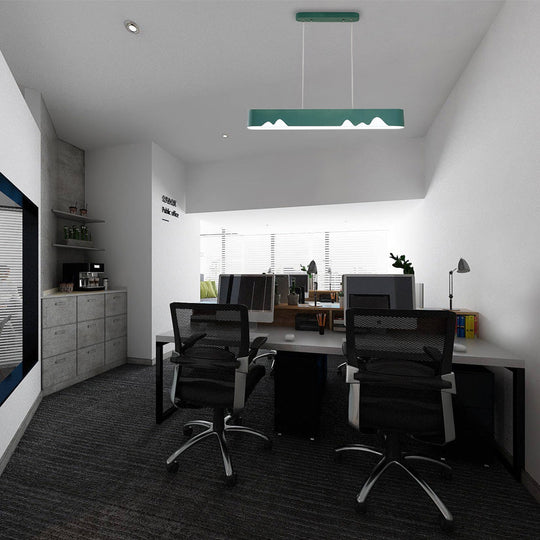 Modern LED Linear Chandelier - White/Black/Green - Rectangular Design - Hanging Ceiling Light in White/Warm Light - 35.5"/47" Wide