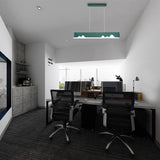 Modern Led Rectangular Linear Chandelier With Metal Hanging Ceiling Light (White/Black/Green) -
