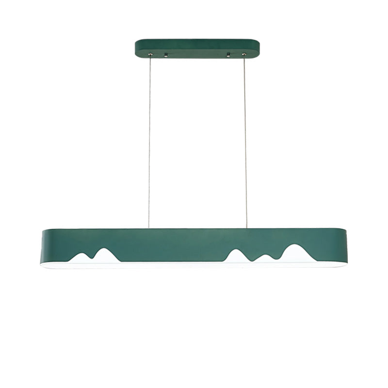 Modern Led Rectangular Linear Chandelier With Metal Hanging Ceiling Light (White/Black/Green) -