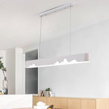 Modern Led Rectangular Linear Chandelier With Metal Hanging Ceiling Light (White/Black/Green) -