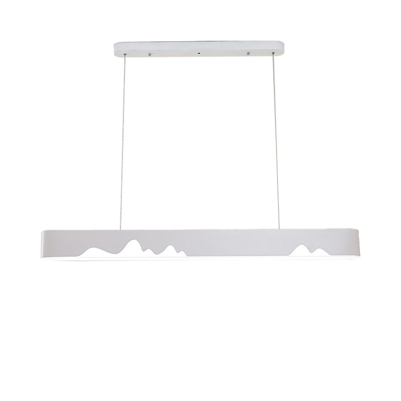 Modern Led Rectangular Linear Chandelier With Metal Hanging Ceiling Light (White/Black/Green) -