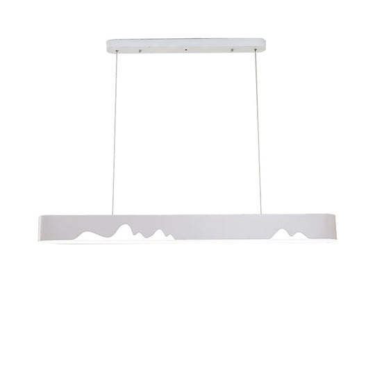 Modern Led Rectangular Linear Chandelier With Metal Hanging Ceiling Light (White/Black/Green) -