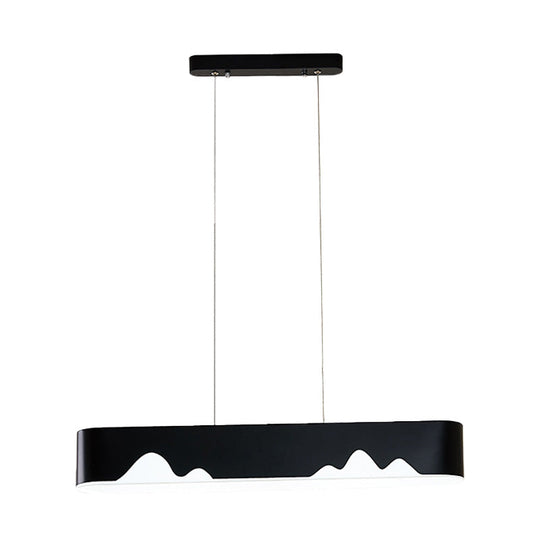 Modern Led Rectangular Linear Chandelier With Metal Hanging Ceiling Light (White/Black/Green) -