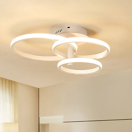 Nordic Stacked Ring Ceiling Light - Acrylic Brown/White Led 23.5/19.5 Wide Warm/White White / 19.5