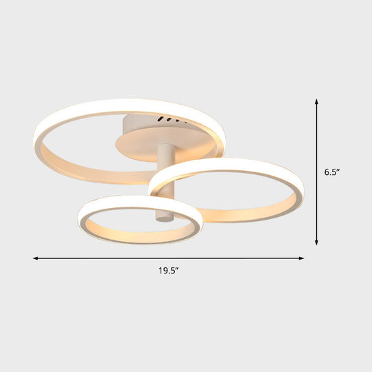 Nordic Stacked Ring Ceiling Light - Acrylic Brown/White Led 23.5’/19.5’ Wide Warm/White