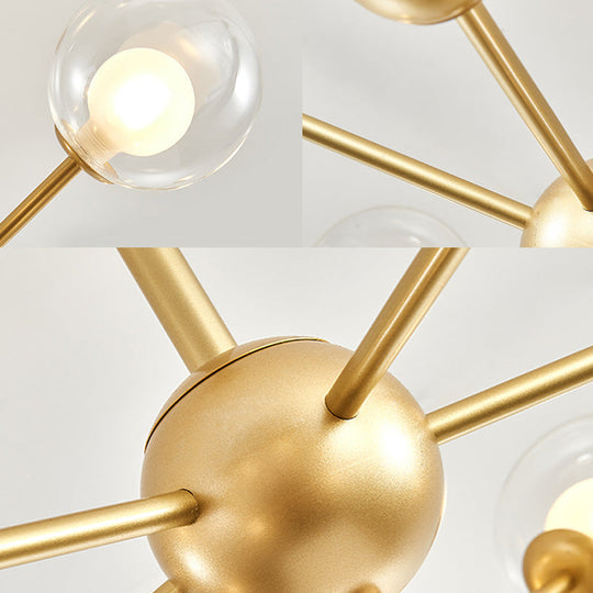 Modern Clear Glass Bubble Chandelier With Starburst Design - 9/12/15 Lights Hanging Light Fixture