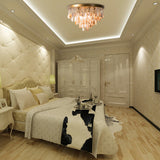 Modern Shell Tiered Flush Mount Light With Crystal Bead - Brass Finish | 6/9 Lights 16/19.5 W
