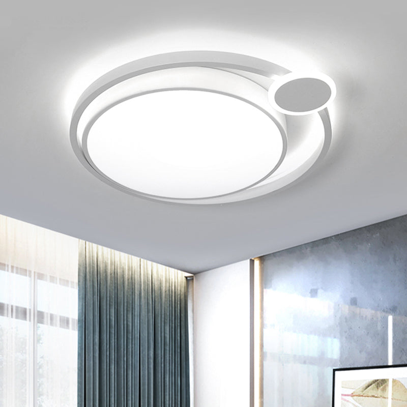 Nordic Metal Led Flush Mount Ceiling Lamp For Bedroom - 15’/18’/21.5’ Black/White &
